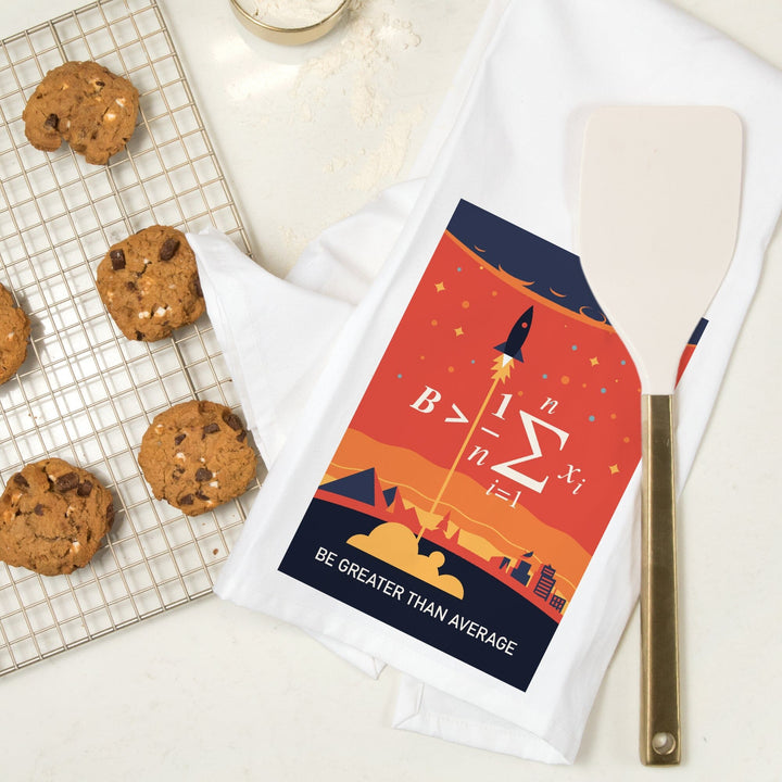 Equations and Emojis Collection, Rocket, Be Greater Than Average, Organic Cotton Kitchen Tea Towels Kitchen Lantern Press 
