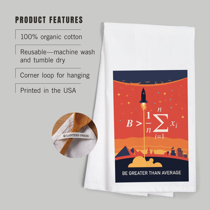 Equations and Emojis Collection, Rocket, Be Greater Than Average, Organic Cotton Kitchen Tea Towels Kitchen Lantern Press 