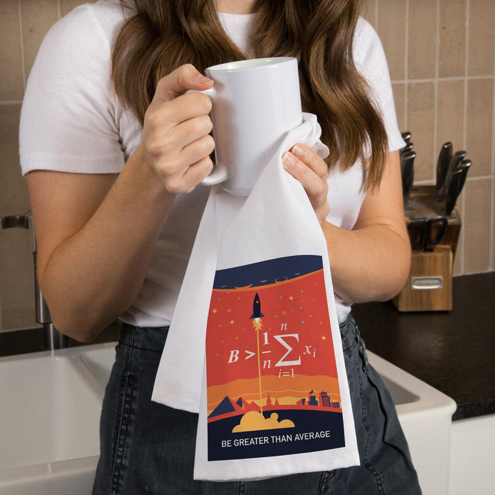 Equations and Emojis Collection, Rocket, Be Greater Than Average, Organic Cotton Kitchen Tea Towels Kitchen Lantern Press 