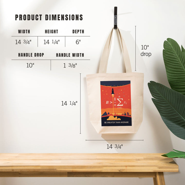 Equations and Emojis Collection, Rocket, Be Greater Than Average, Tote Bag - Lantern Press