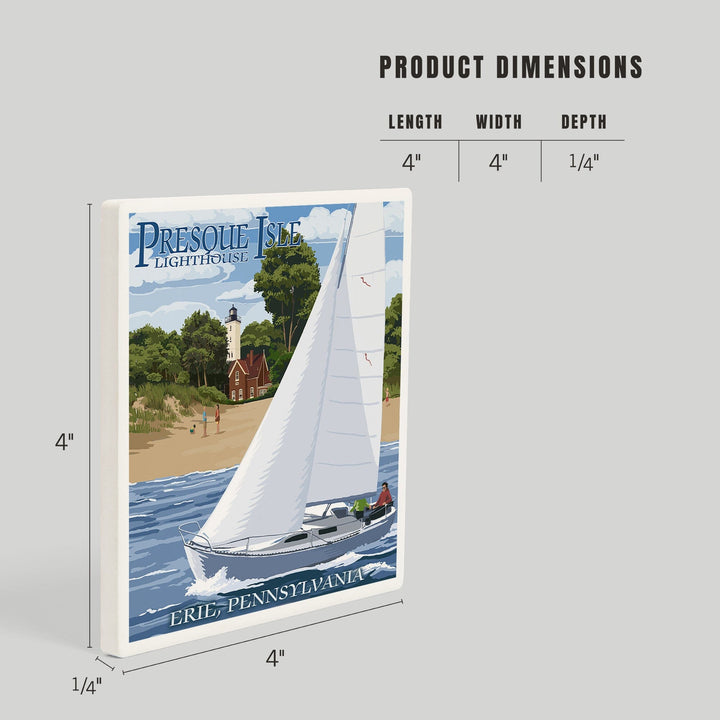 Erie, Pennsylvania, Presque Isle Lighthouse, Coasters Coasters Lantern Press 