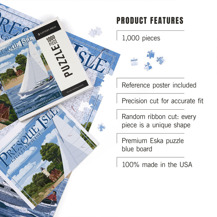 Erie, Pennsylvania, Presque Isle Lighthouse, Jigsaw Puzzle Puzzle Lantern Press 