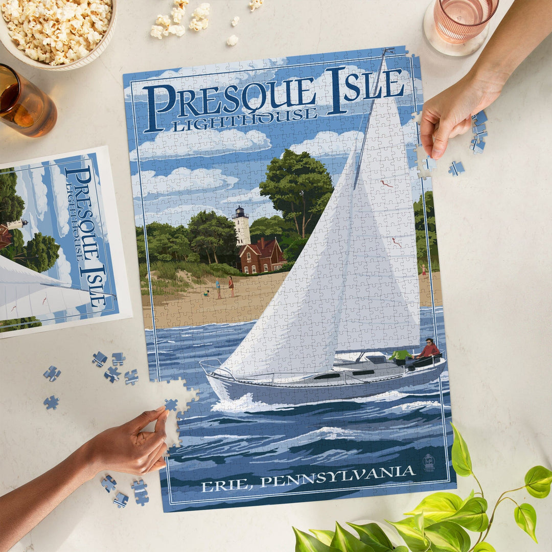 Erie, Pennsylvania, Presque Isle Lighthouse, Jigsaw Puzzle Puzzle Lantern Press 