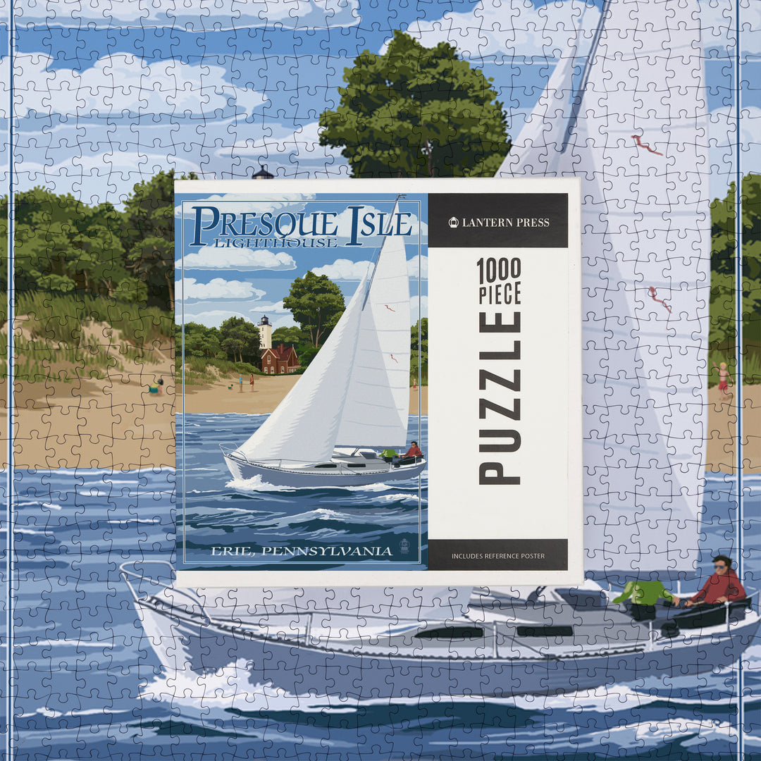 Erie, Pennsylvania, Presque Isle Lighthouse, Jigsaw Puzzle Puzzle Lantern Press 