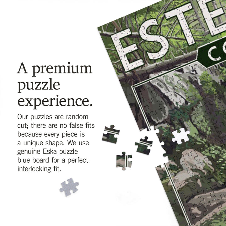 Estes Park, Colorado, Deer and Falls, Painterly Series, Jigsaw Puzzle Puzzle Lantern Press 