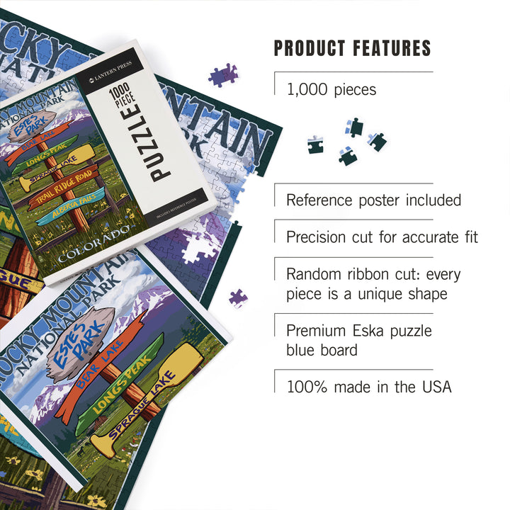 Estes Park, Colorado, Destinations Sign, Jigsaw Puzzle Puzzle Lantern Press 