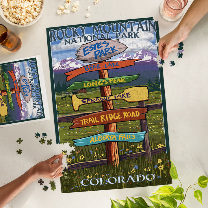 Estes Park, Colorado, Destinations Sign, Jigsaw Puzzle Puzzle Lantern Press 