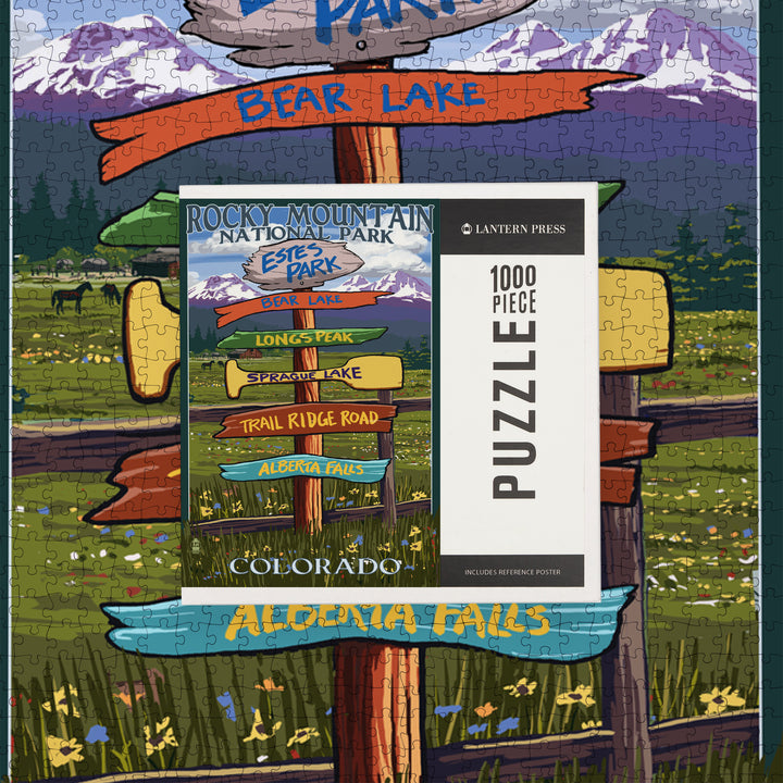 Estes Park, Colorado, Destinations Sign, Jigsaw Puzzle Puzzle Lantern Press 