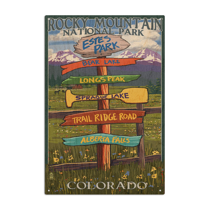 Estes Park, Colorado, Destinations Sign, Lantern Press Artwork, Wood Signs and Postcards Wood Lantern Press 10 x 15 Wood Sign 