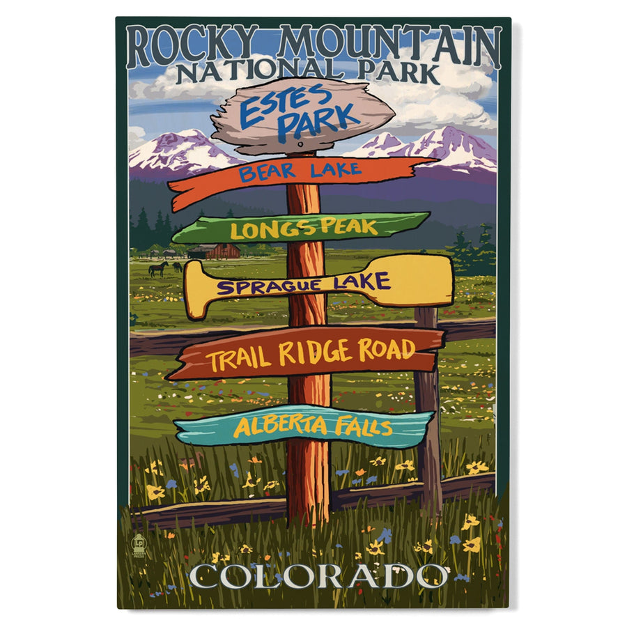 Estes Park, Colorado, Destinations Sign, Lantern Press Artwork, Wood Signs and Postcards Wood Lantern Press 