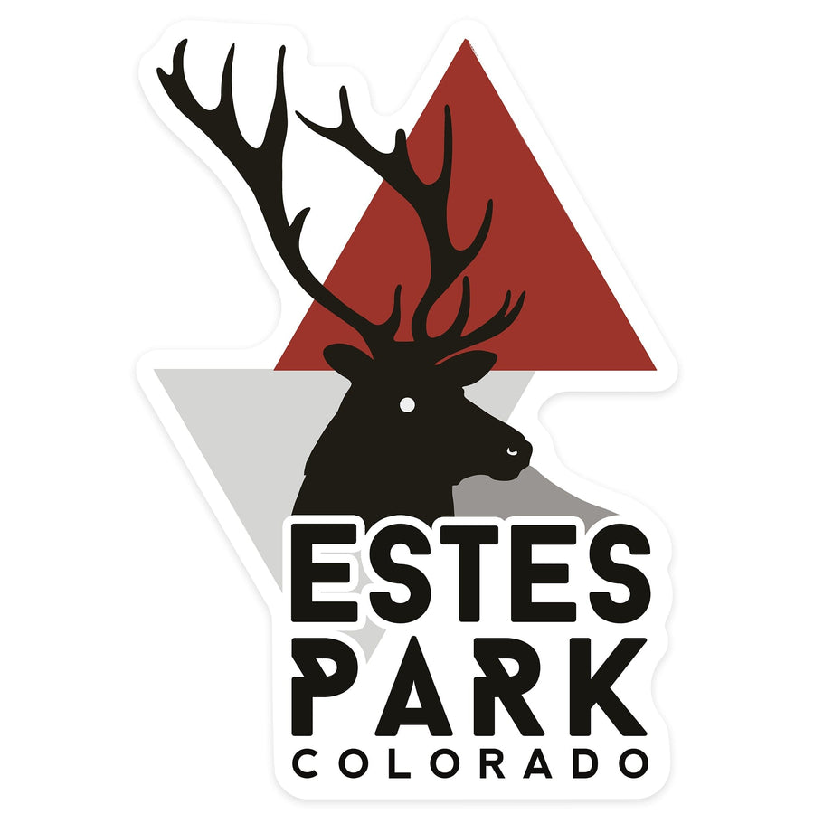 Estes Park, Colorado, Elk and Triangles, Contour, Vinyl Sticker Sticker Lantern Press 