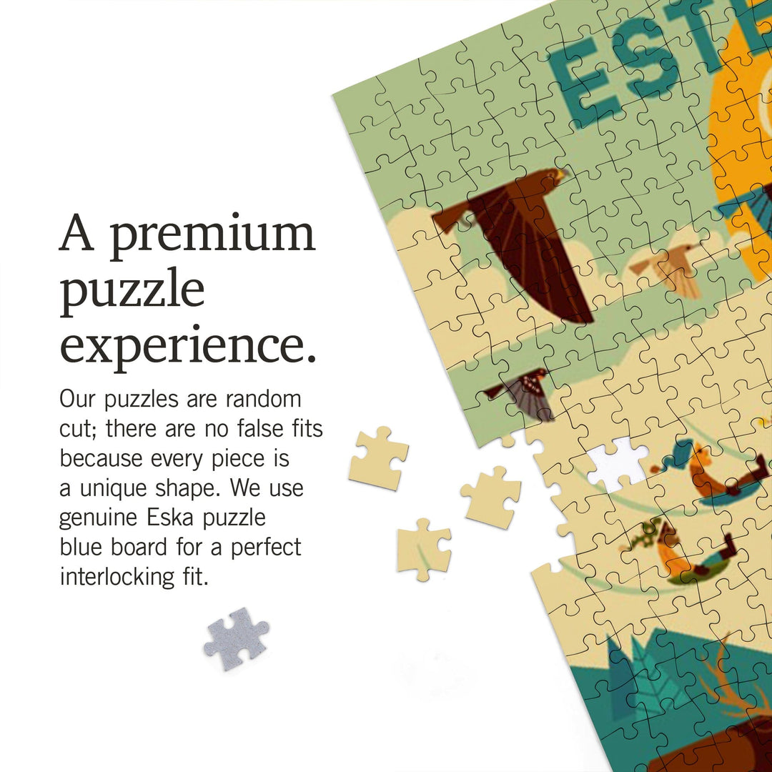 Estes Park, Colorado, Geometric, Jigsaw Puzzle Puzzle Lantern Press 