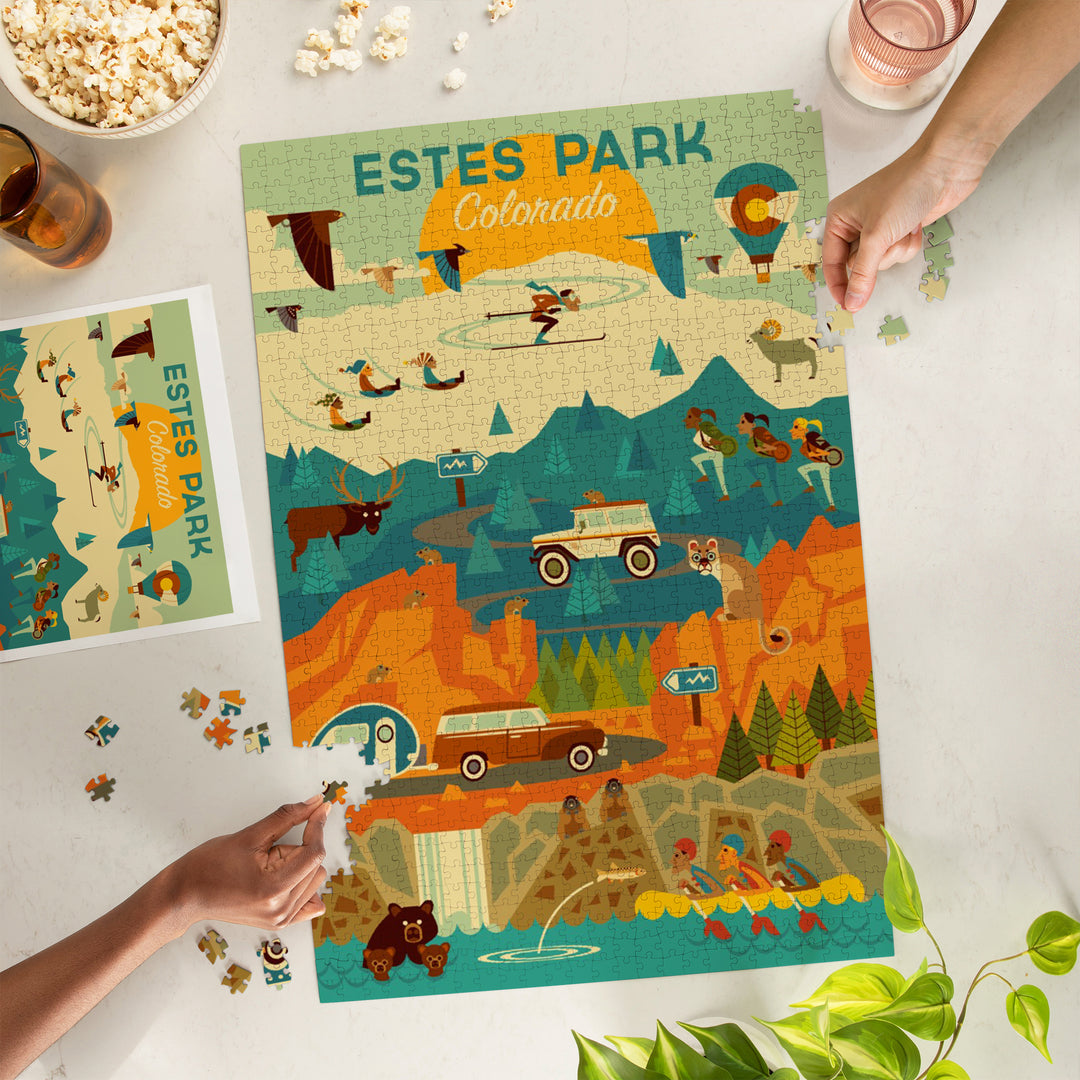 Estes Park, Colorado, Geometric, Jigsaw Puzzle Puzzle Lantern Press 