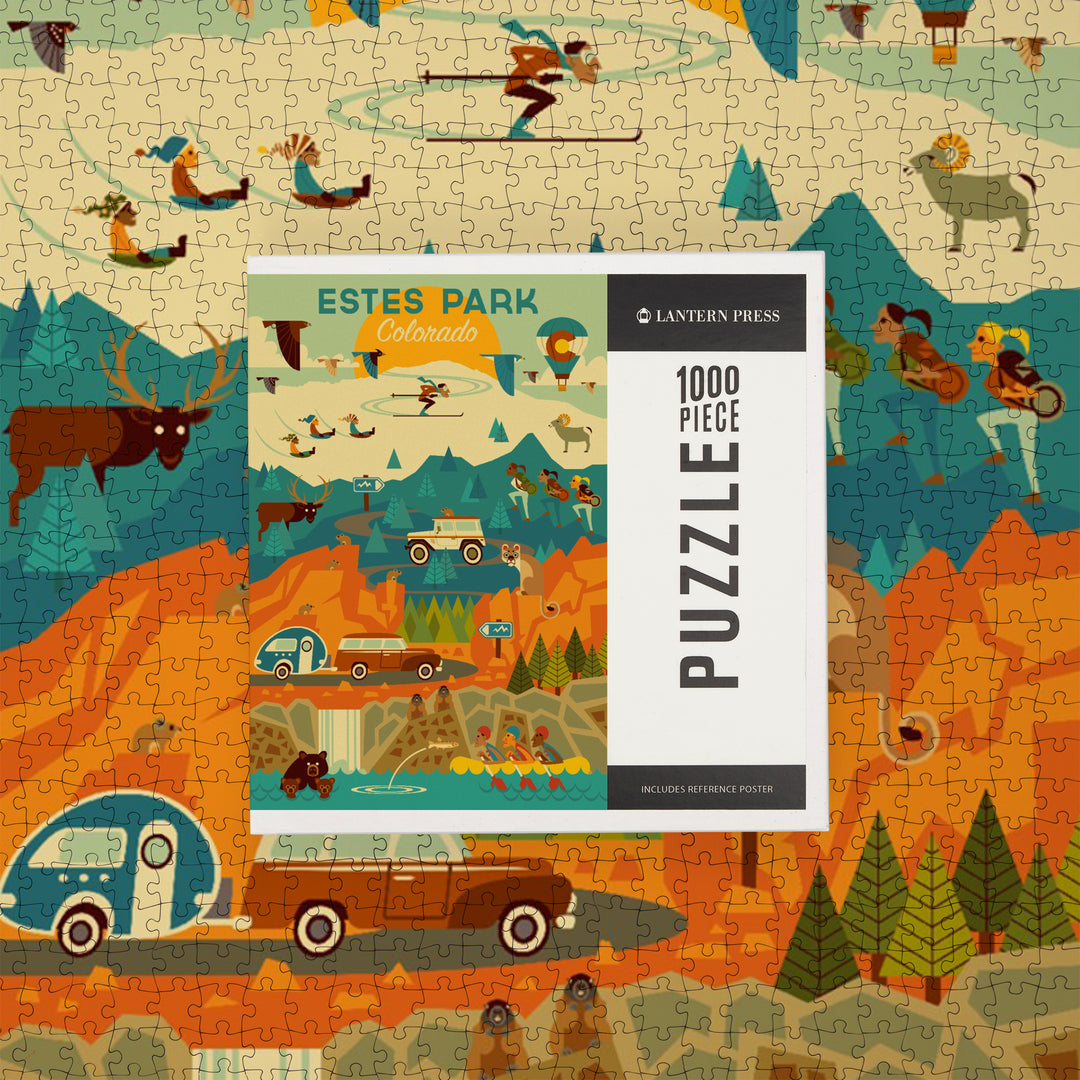 Estes Park, Colorado, Geometric, Jigsaw Puzzle Puzzle Lantern Press 