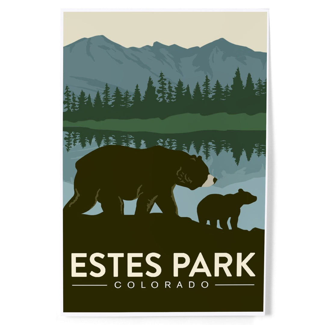 Estes Park, Colorado, Grizzly Bear and Cub, Art & Giclee Prints Art Lantern Press 