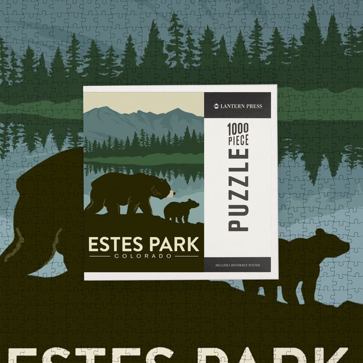 Estes Park, Colorado, Grizzly Bear and Cub, Jigsaw Puzzle Puzzle Lantern Press 
