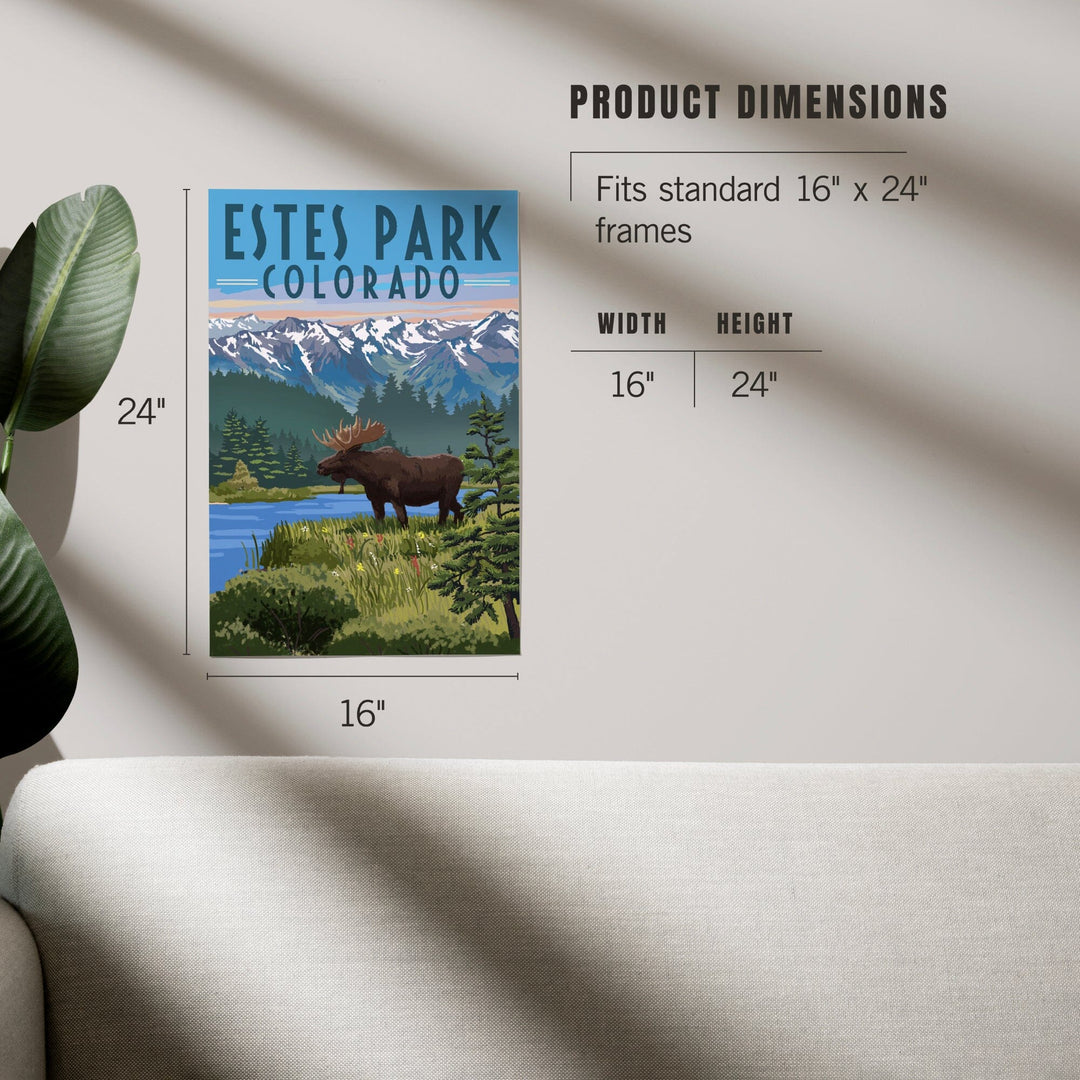 Estes Park, Colorado, Moose, Summer Scene, Art & Giclee Prints Art Lantern Press 