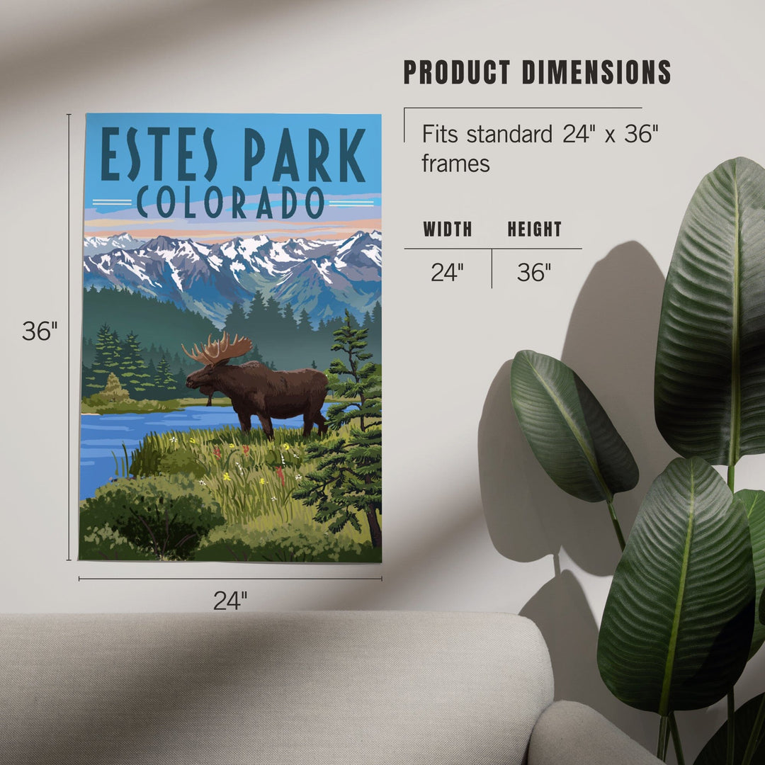 Estes Park, Colorado, Moose, Summer Scene, Art & Giclee Prints Art Lantern Press 