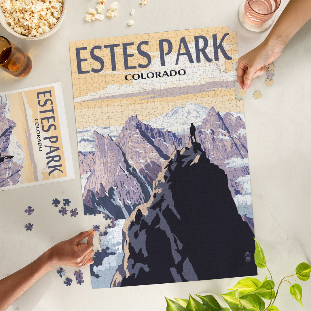 Estes Park, Colorado, Mountain Peaks, Jigsaw Puzzle Puzzle Lantern Press 