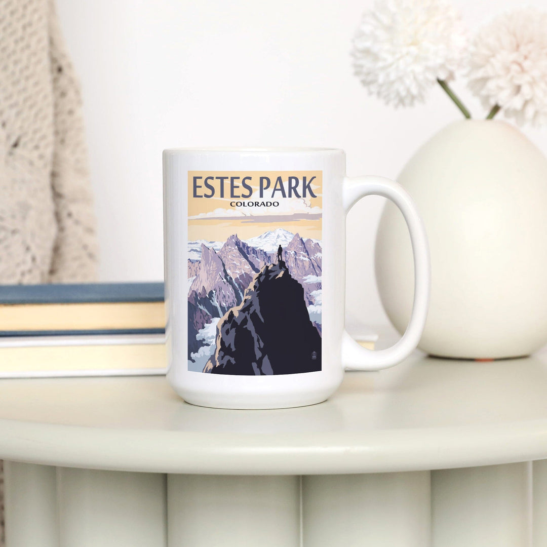 Estes Park, Colorado, Mountain Peaks, Lantern Press Artwork, Ceramic Mug Mugs Lantern Press 