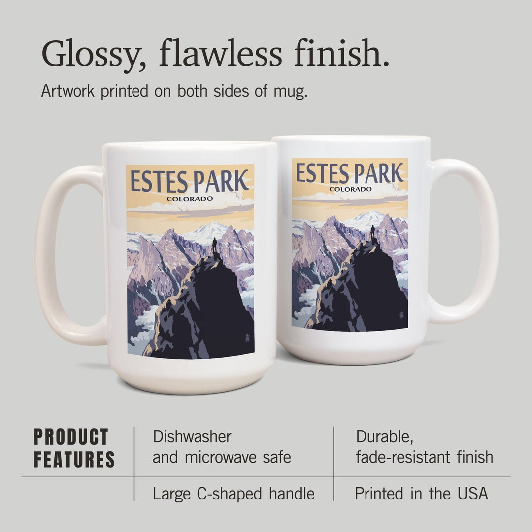 Estes Park, Colorado, Mountain Peaks, Lantern Press Artwork, Ceramic Mug Mugs Lantern Press 