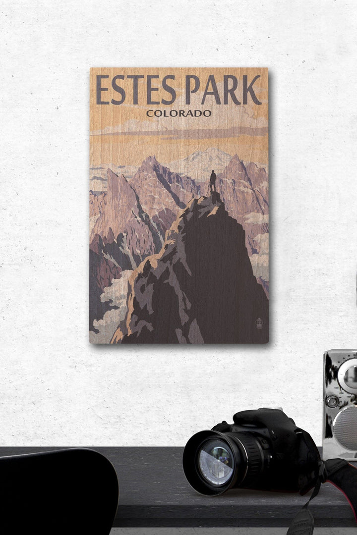 Estes Park, Colorado, Mountain Peaks, Lantern Press Artwork, Wood Signs and Postcards Wood Lantern Press 12 x 18 Wood Gallery Print 