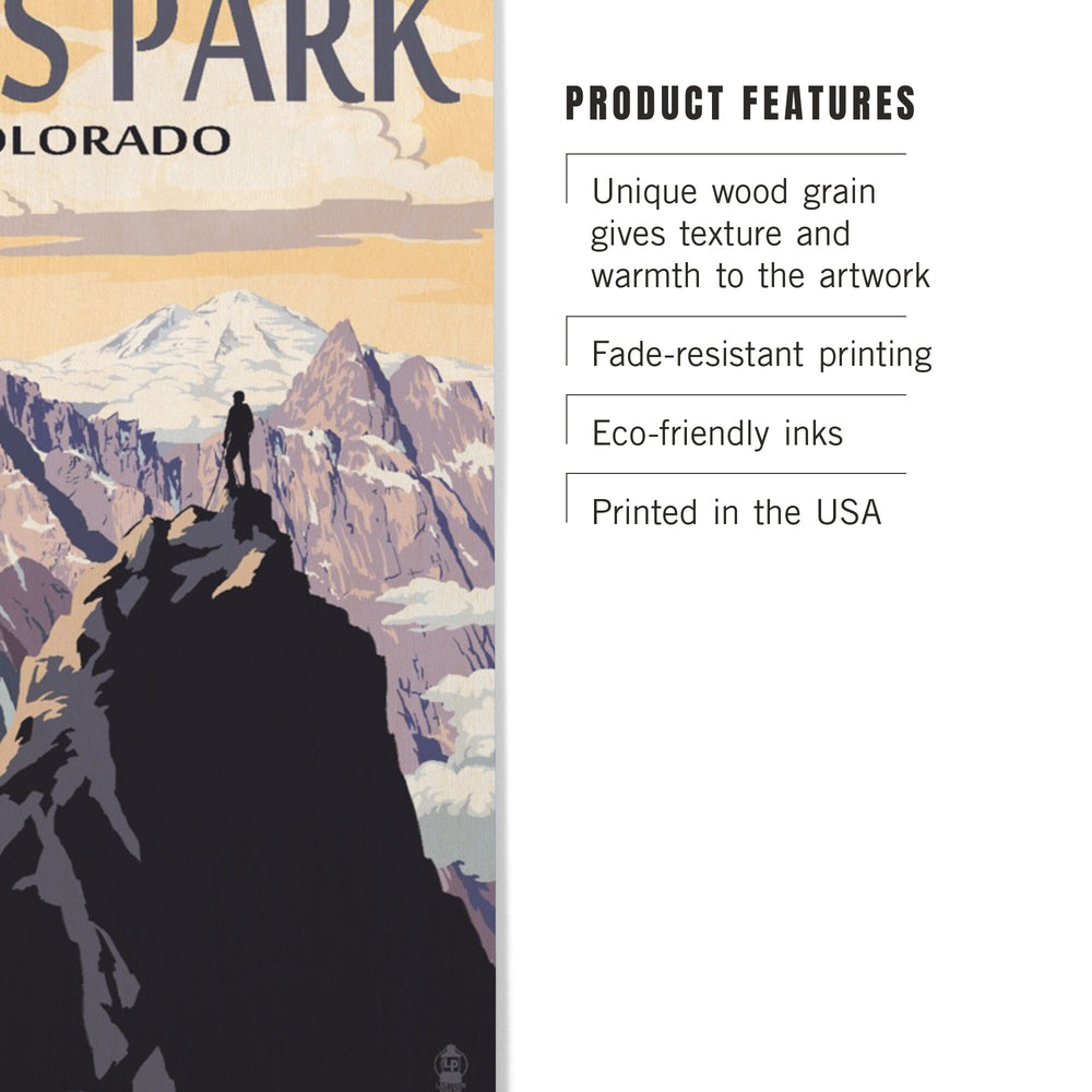 Estes Park, Colorado, Mountain Peaks, Lantern Press Artwork, Wood Signs and Postcards Wood Lantern Press 
