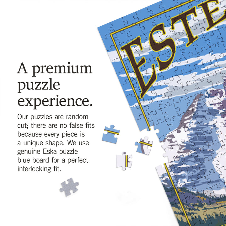 Estes Park, Colorado, Mountains and Elk, Jigsaw Puzzle Puzzle Lantern Press 