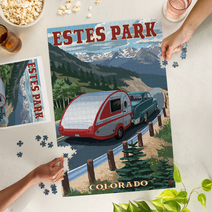 Estes Park, Colorado, Retro Camper, Jigsaw Puzzle Puzzle Lantern Press 