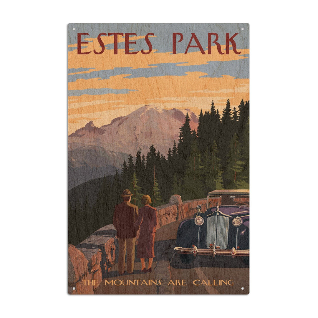 Estes Park, Colorado, The Mountains are Calling, Lantern Press Artwork, Wood Signs and Postcards Wood Lantern Press 10 x 15 Wood Sign 