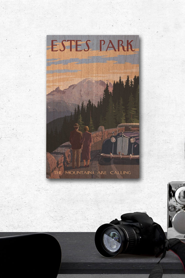 Estes Park, Colorado, The Mountains are Calling, Lantern Press Artwork, Wood Signs and Postcards Wood Lantern Press 12 x 18 Wood Gallery Print 