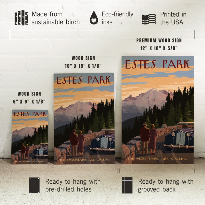 Estes Park, Colorado, The Mountains are Calling, Lantern Press Artwork, Wood Signs and Postcards Wood Lantern Press 
