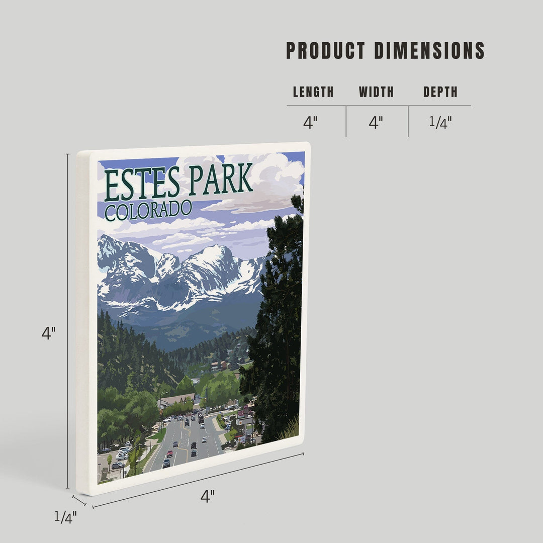 Estes Park, Colorado, Town Scene, Coasters Coasters Lantern Press 