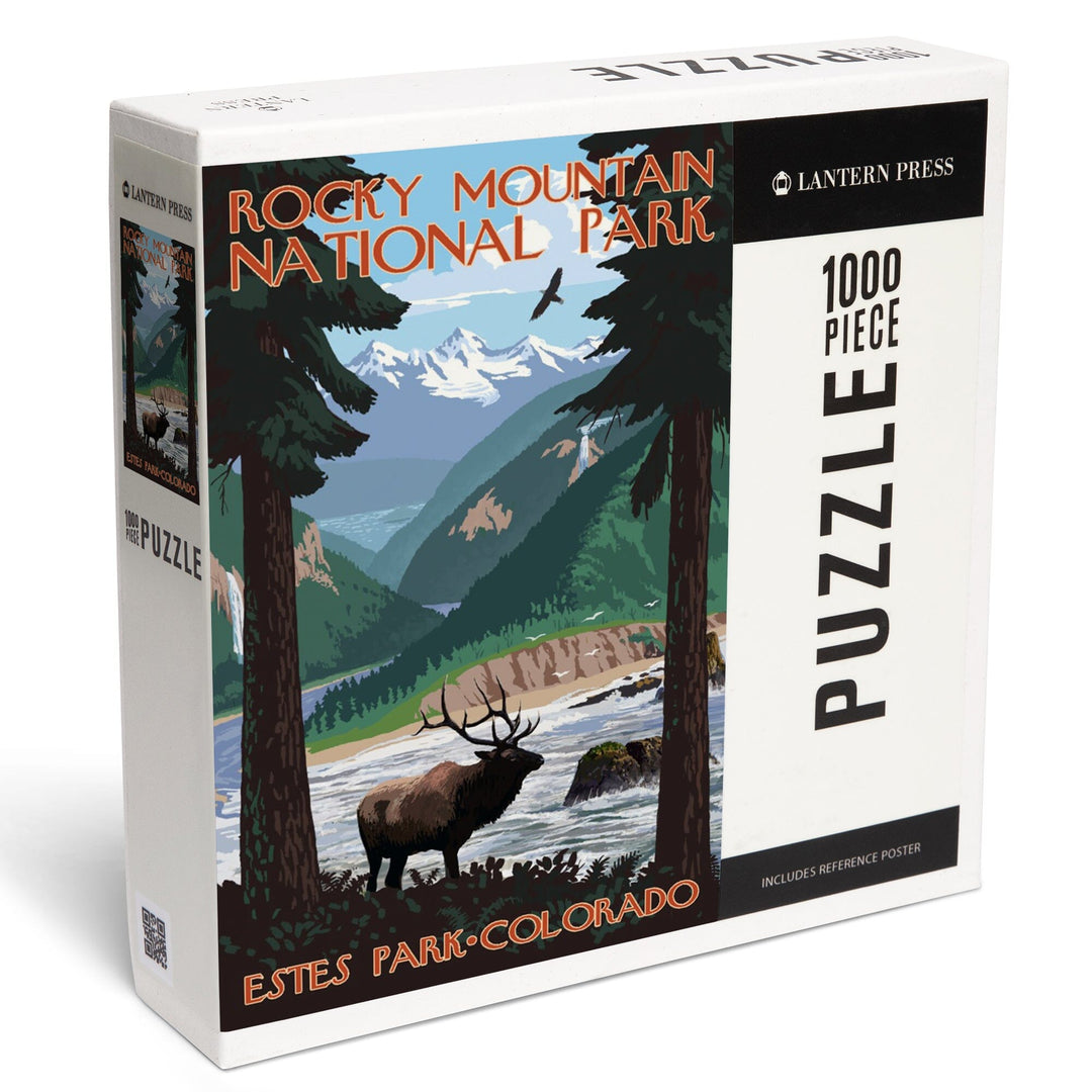 Estes Park, Rocky Mountain National Park, Colorado, Elk, Jigsaw Puzzle Puzzle Lantern Press 