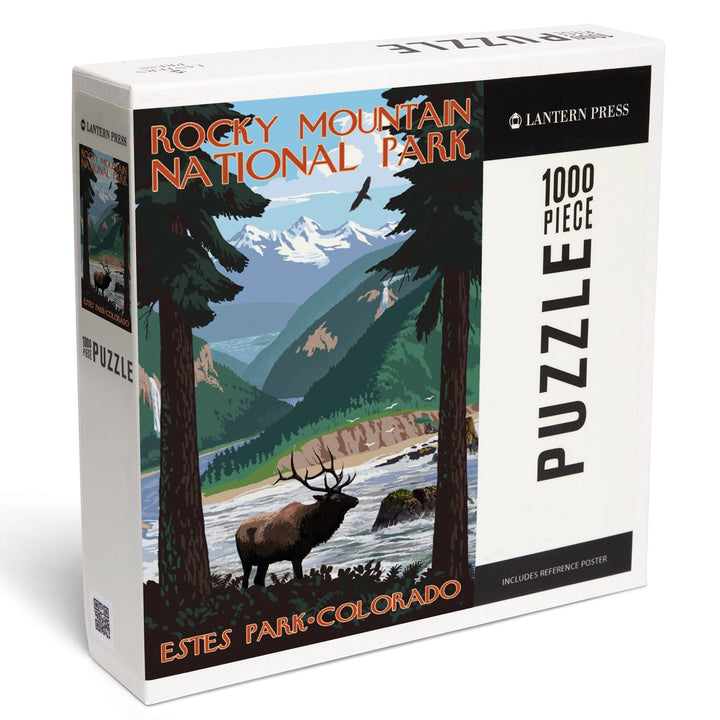 Estes Park, Rocky Mountain National Park, Colorado, Elk, Jigsaw Puzzle Puzzle Lantern Press 