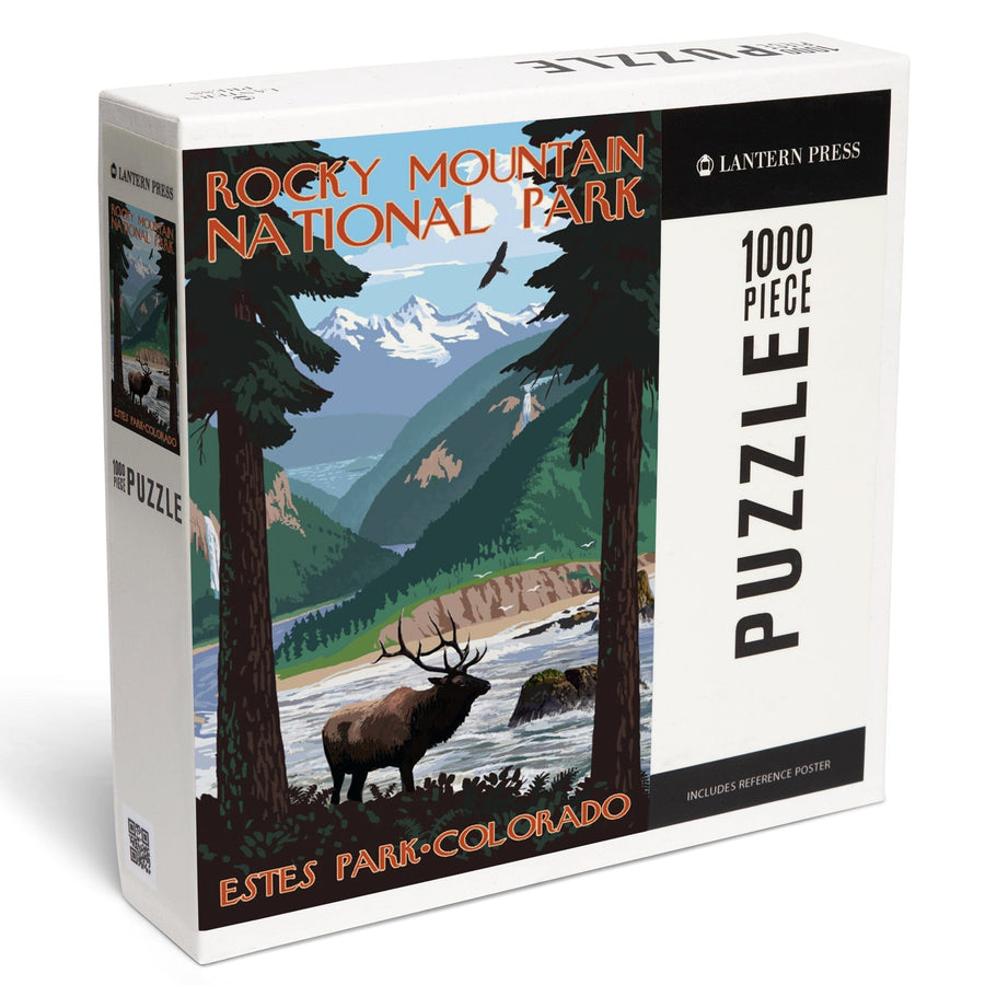 Estes Park, Rocky Mountain National Park, Colorado, Elk, Jigsaw Puzzle Puzzle Lantern Press 