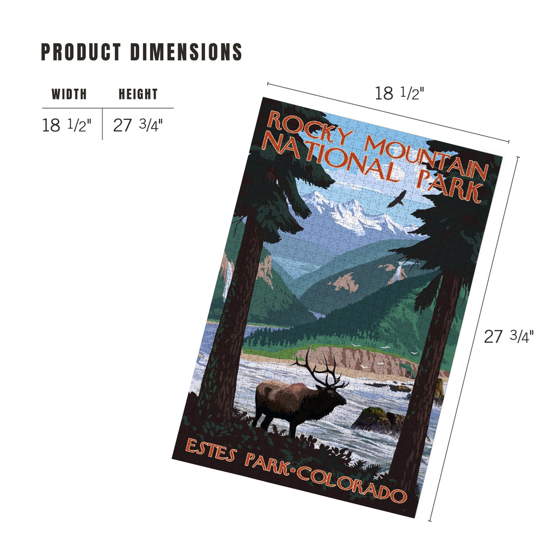 Estes Park, Rocky Mountain National Park, Colorado, Elk, Jigsaw Puzzle Puzzle Lantern Press 