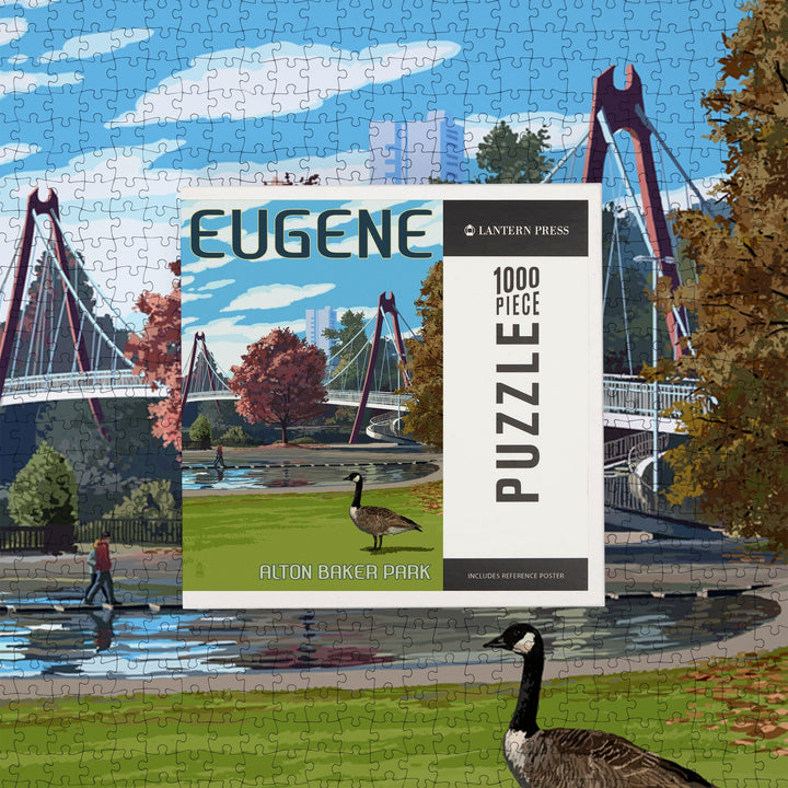 Eugene, Oregon, Cityscape, Jigsaw Puzzle Puzzle Lantern Press 