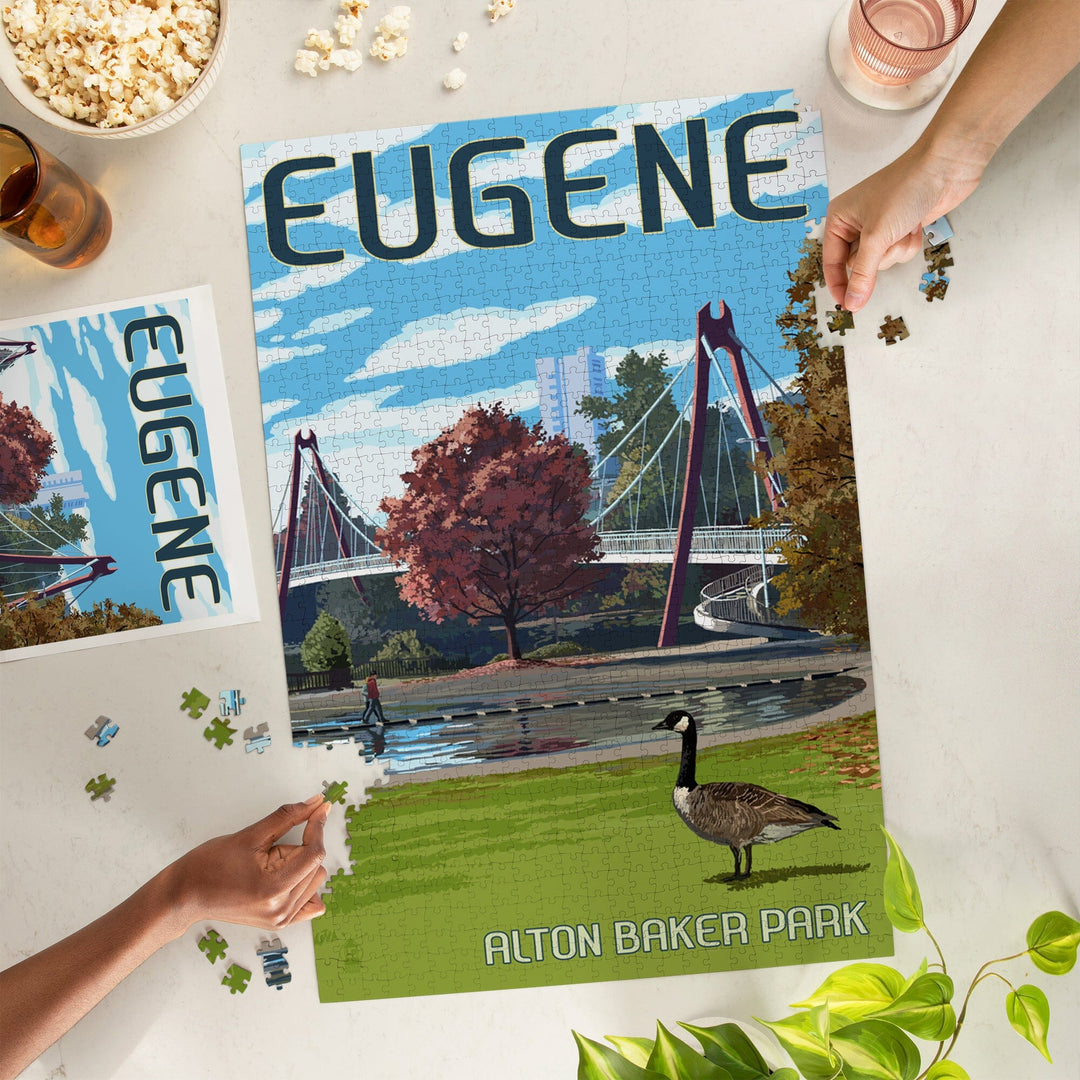 Eugene, Oregon, Cityscape, Jigsaw Puzzle Puzzle Lantern Press 