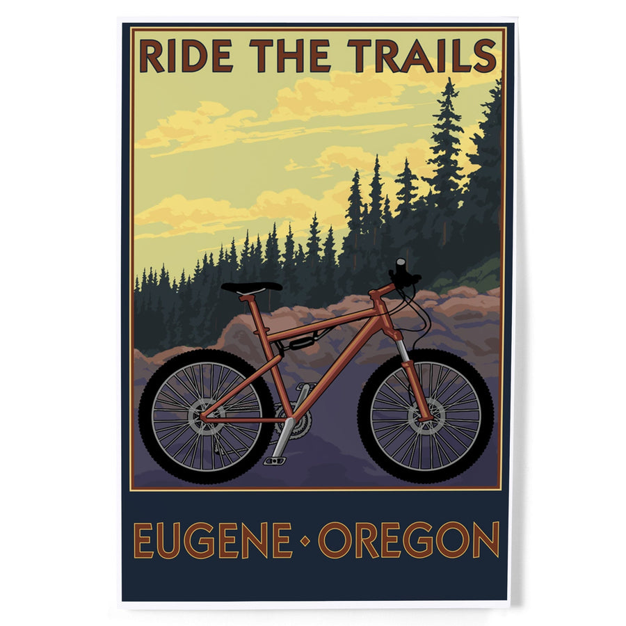 Eugene, Oregon, Ride the Trails, Art & Giclee Prints Art Lantern Press 