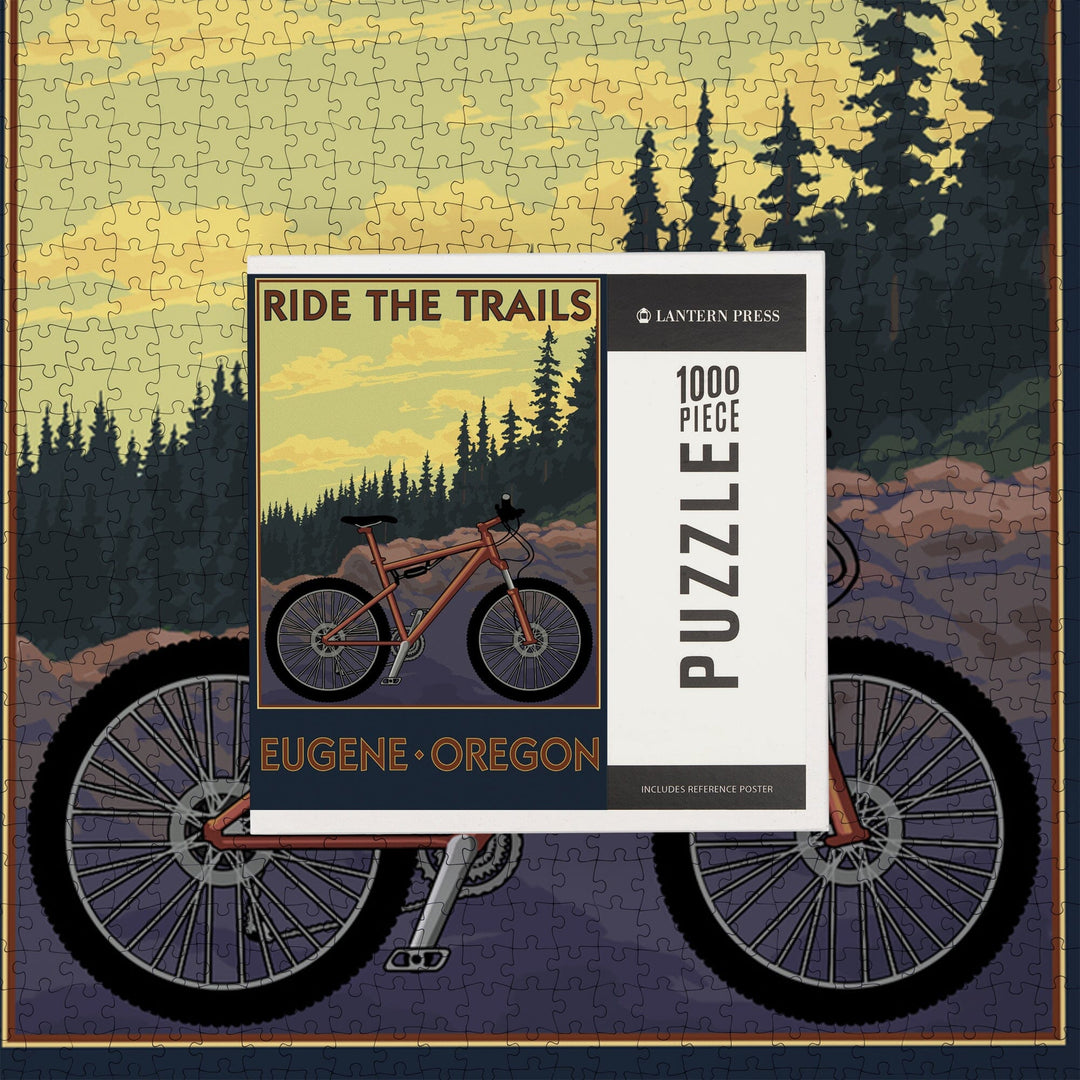 Eugene, Oregon, Ride the Trails, Jigsaw Puzzle Puzzle Lantern Press 