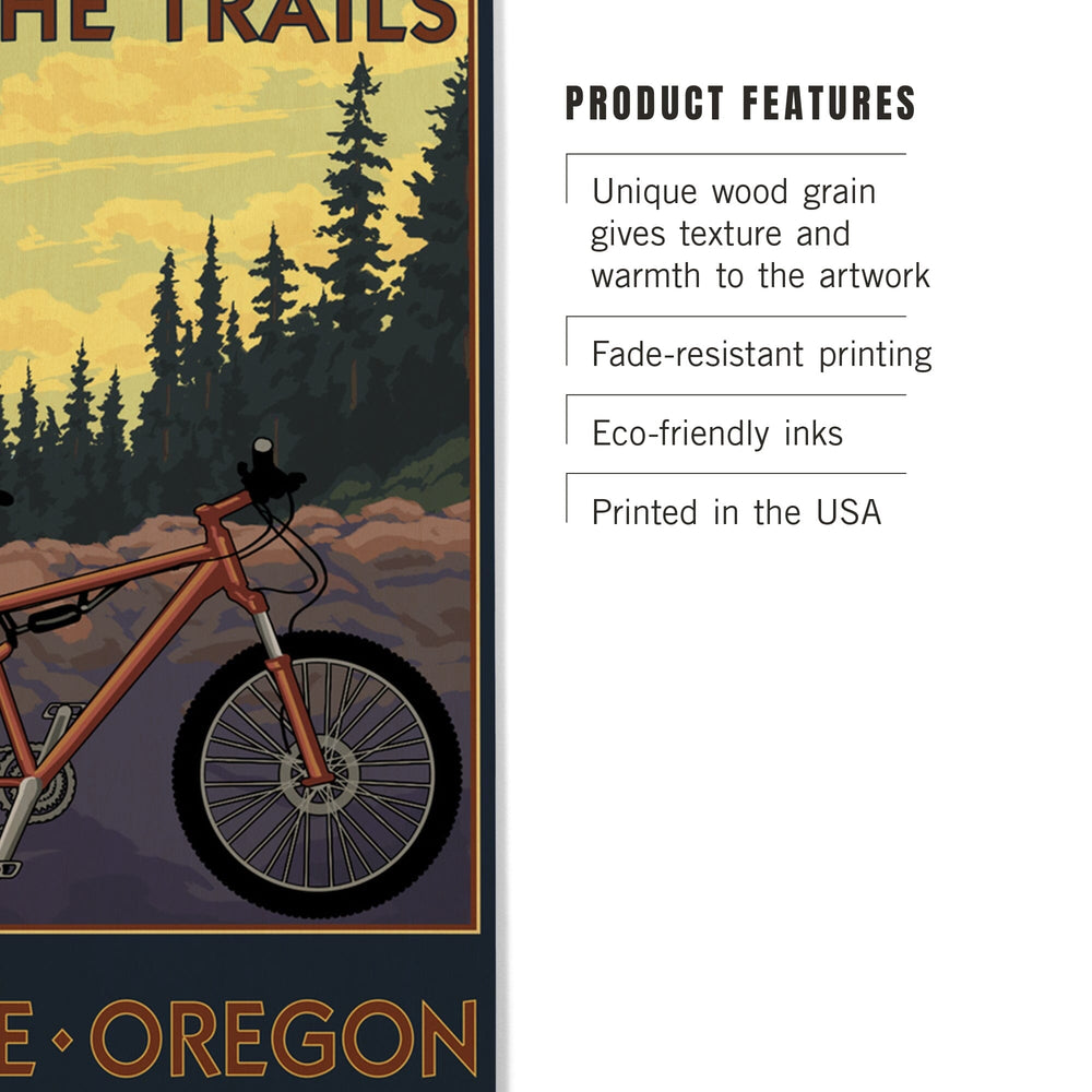 Eugene, Oregon, Ride the Trails, Lantern Press Artwork, Wood Signs and Postcards Wood Lantern Press 