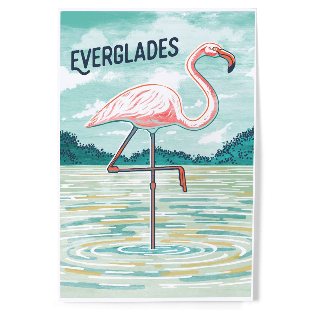 Everglades, Florida, Graphic Pastel, Flamingo, Art & Giclee Prints Art Lantern Press 