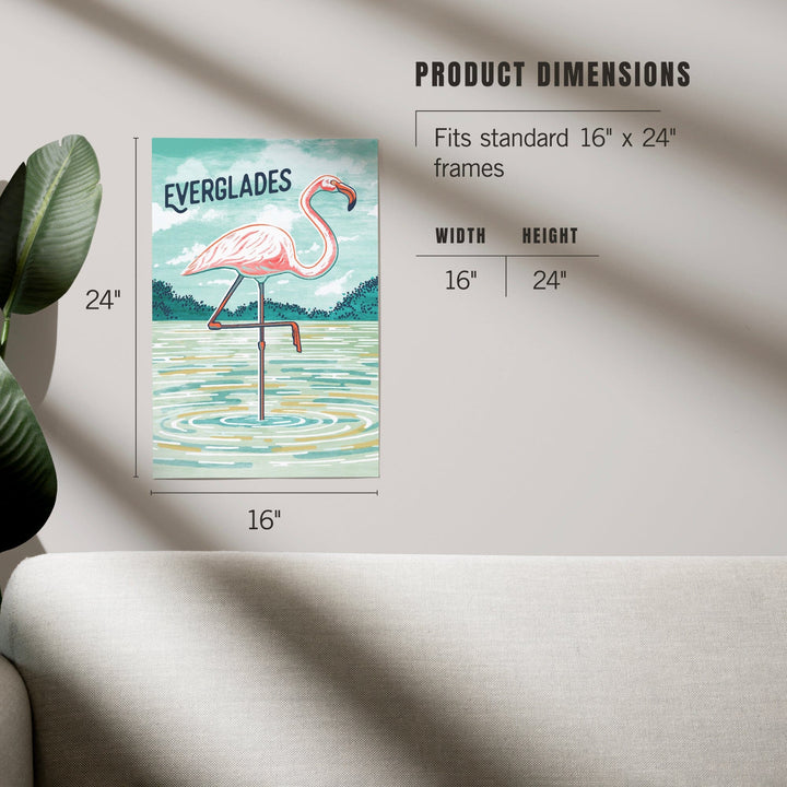 Everglades, Florida, Graphic Pastel, Flamingo, Art & Giclee Prints Art Lantern Press 