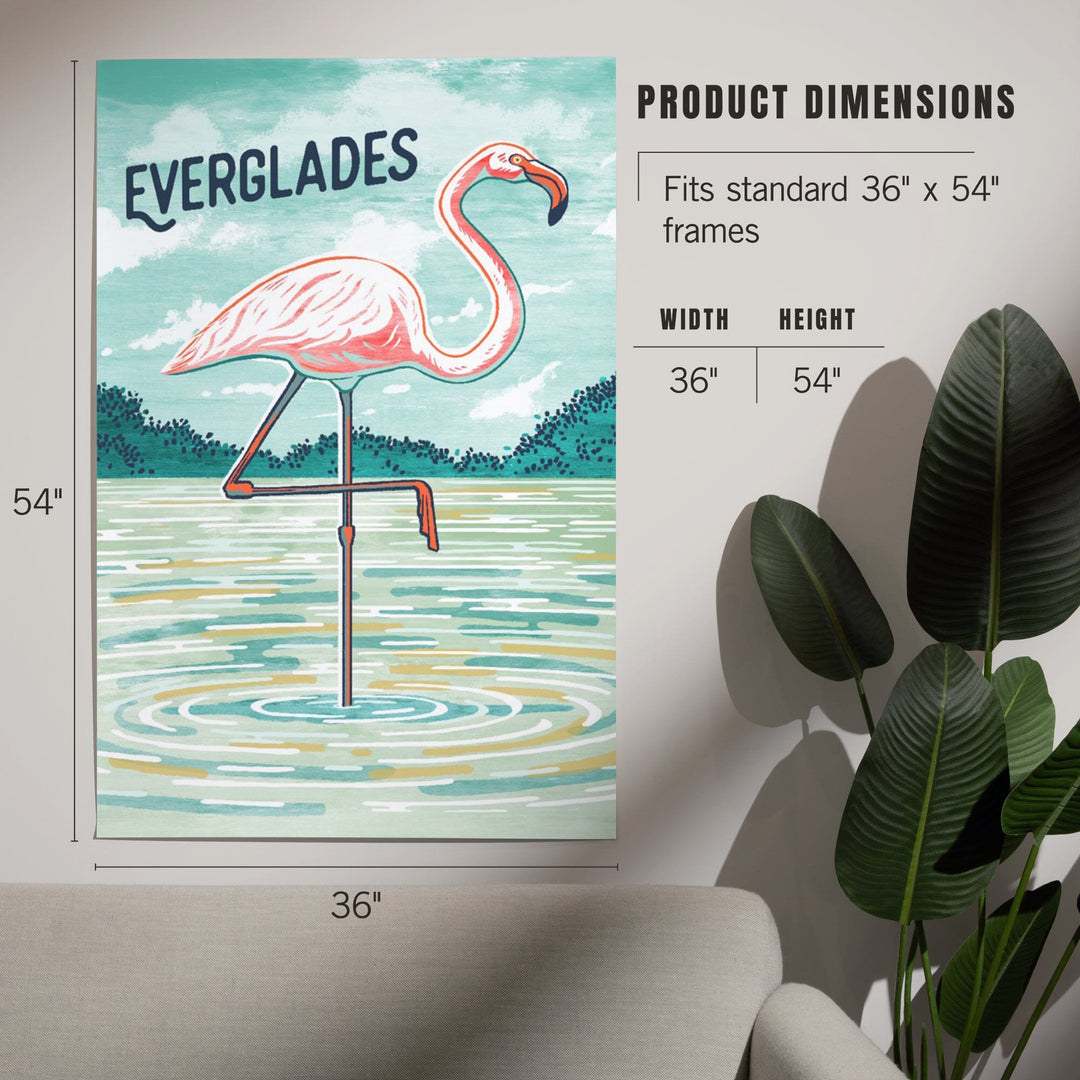 Everglades, Florida, Graphic Pastel, Flamingo, Art & Giclee Prints Art Lantern Press 