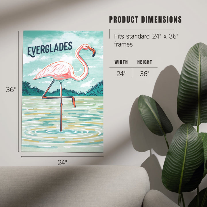 Everglades, Florida, Graphic Pastel, Flamingo, Art & Giclee Prints Art Lantern Press 