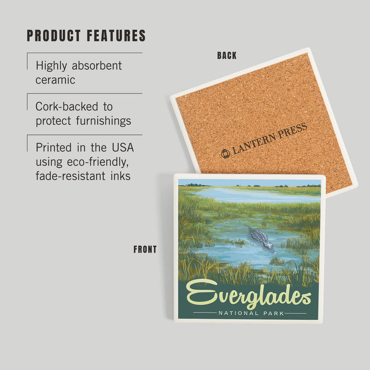 Everglades National Park, Alligator, Coasters Coasters Lantern Press 