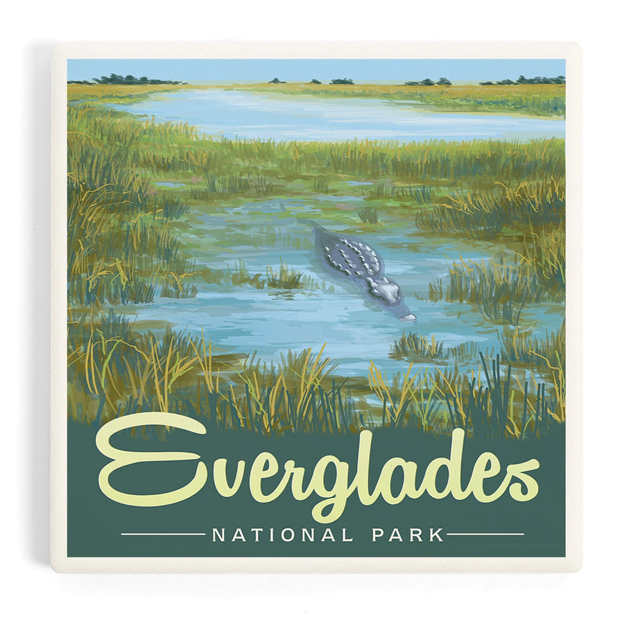 Everglades National Park, Alligator, Coasters Coasters Lantern Press 