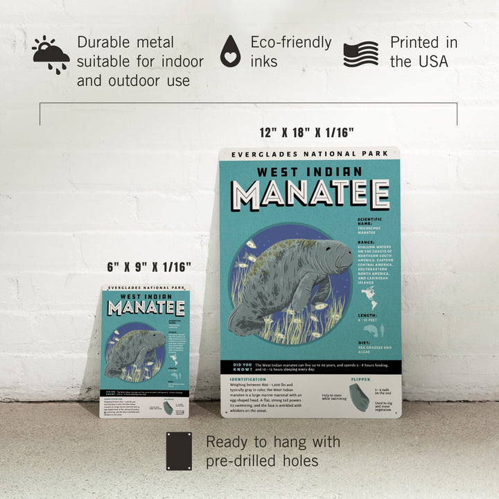 Everglades National Park, Facts About Manatees, Metal Signs Metal Lantern Press 