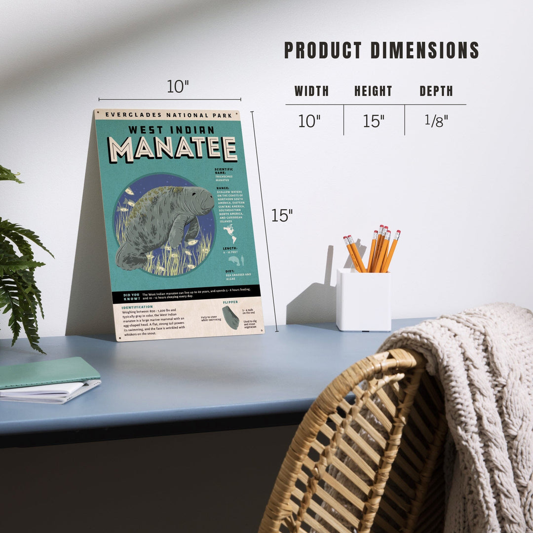 Everglades National Park, Facts About Manatees, Wood Signs and Postcards Wood Lantern Press 